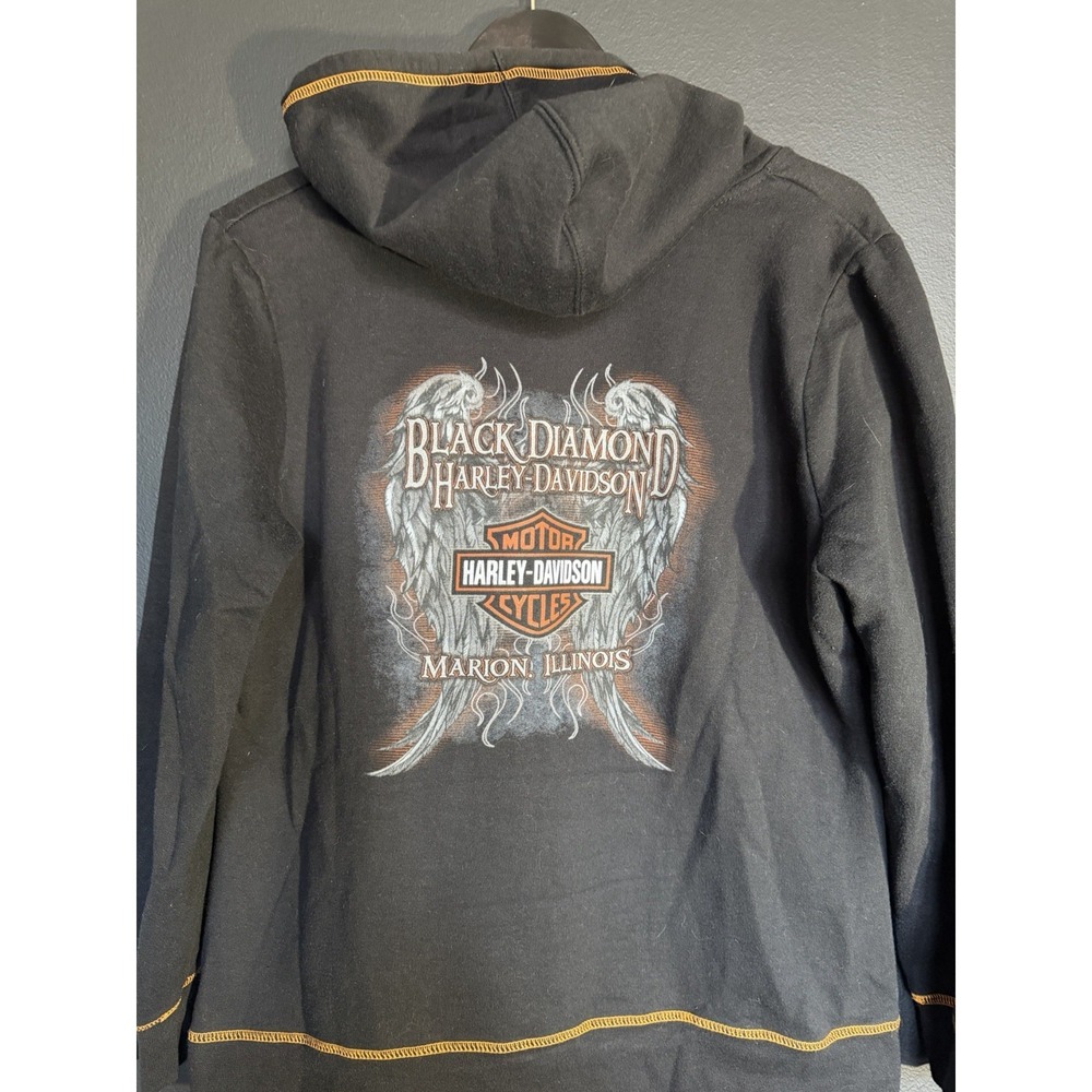 Harley-Davidson Pullover Hoodie Black Flames Biker Graphic Oversized xl - Picture 2 of 4